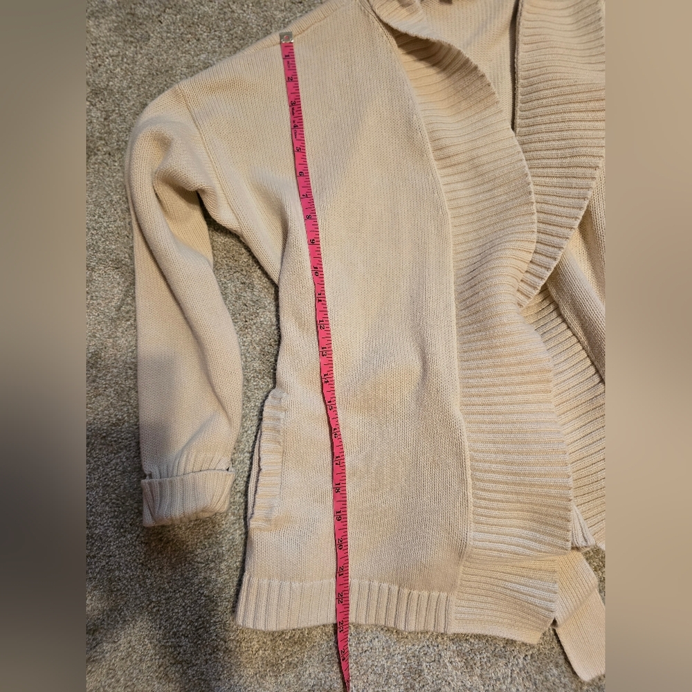 LOFT Cream Shawl Collar Belted Cardigan - Picture 5 of 11